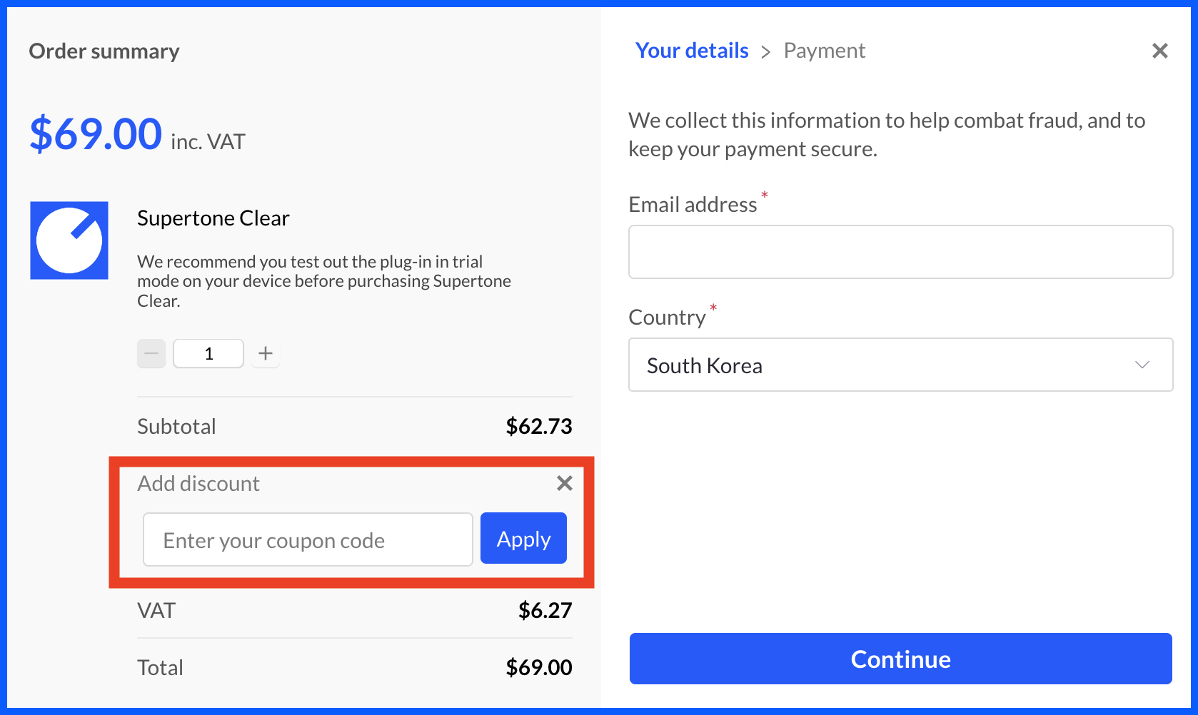 Where do I apply the coupon code during checkout? – Supertone